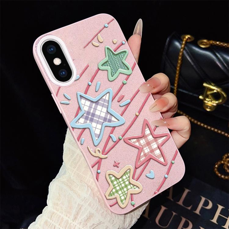 For iPhone XS / X Stars Pattern IMD Glitter PC Hybrid TPU Phone Case