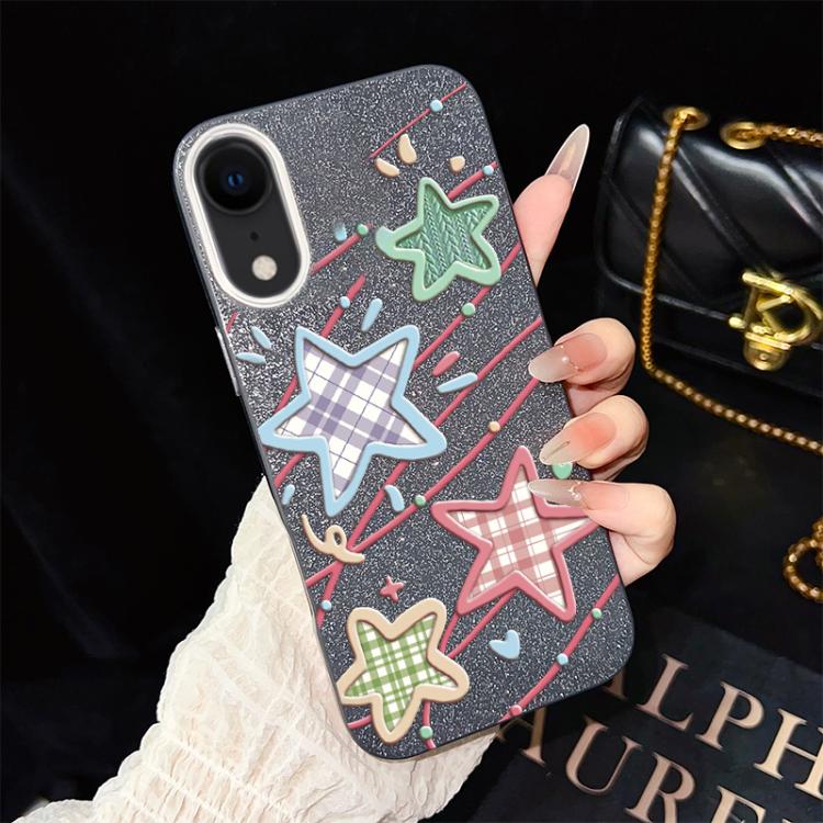 For iPhone XR Stars Pattern IMD Glitter PC Hybrid TPU Phone Case