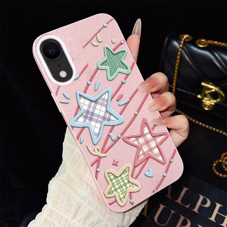 For iPhone XR Stars Pattern IMD Glitter PC Hybrid TPU Phone Case