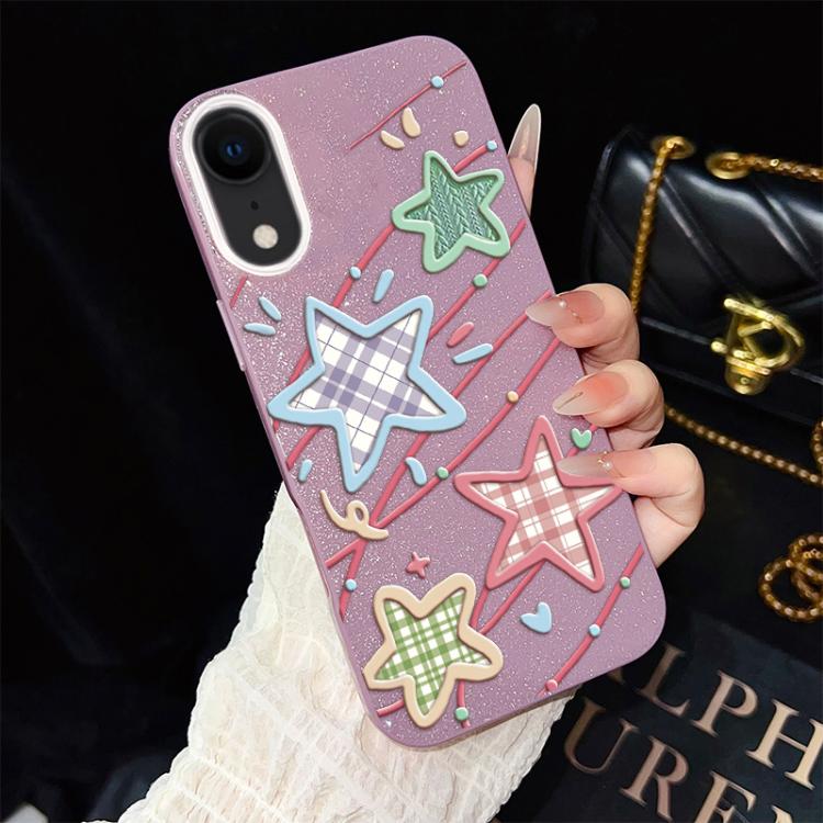 For iPhone XR Stars Pattern IMD Glitter PC Hybrid TPU Phone Case