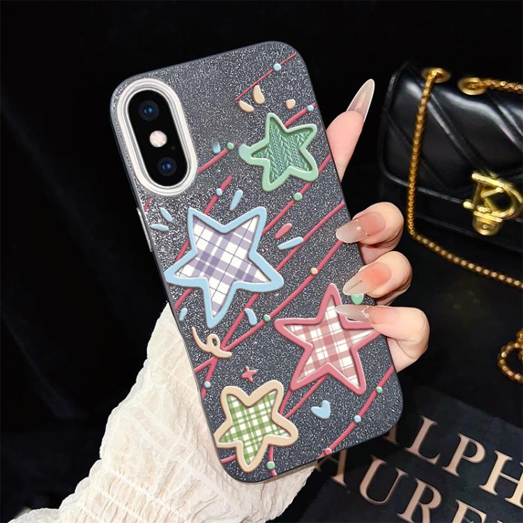 For iPhone XS Max Stars Pattern IMD Glitter PC Hybrid TPU Phone Case