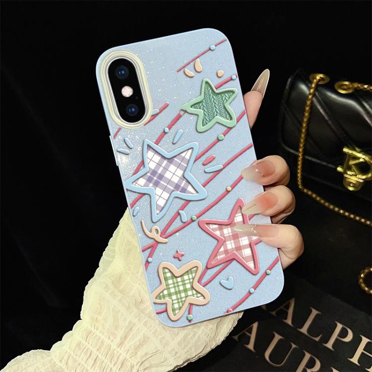 For iPhone XS Max Stars Pattern IMD Glitter PC Hybrid TPU Phone Case