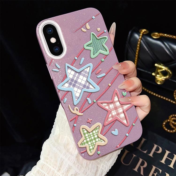 For iPhone XS Max Stars Pattern IMD Glitter PC Hybrid TPU Phone Case