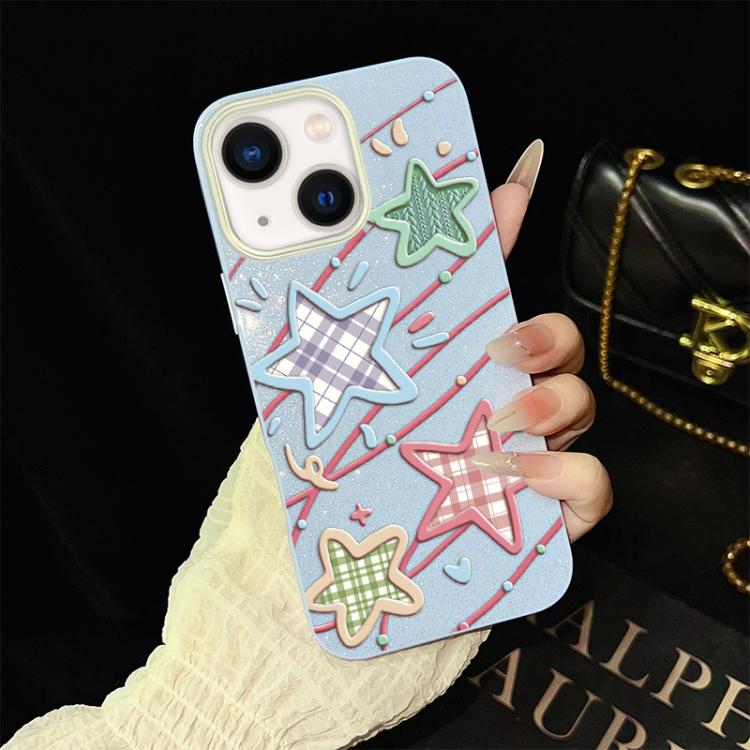 For iPhone 13 Stars Pattern IMD Glitter PC Hybrid TPU Phone Case