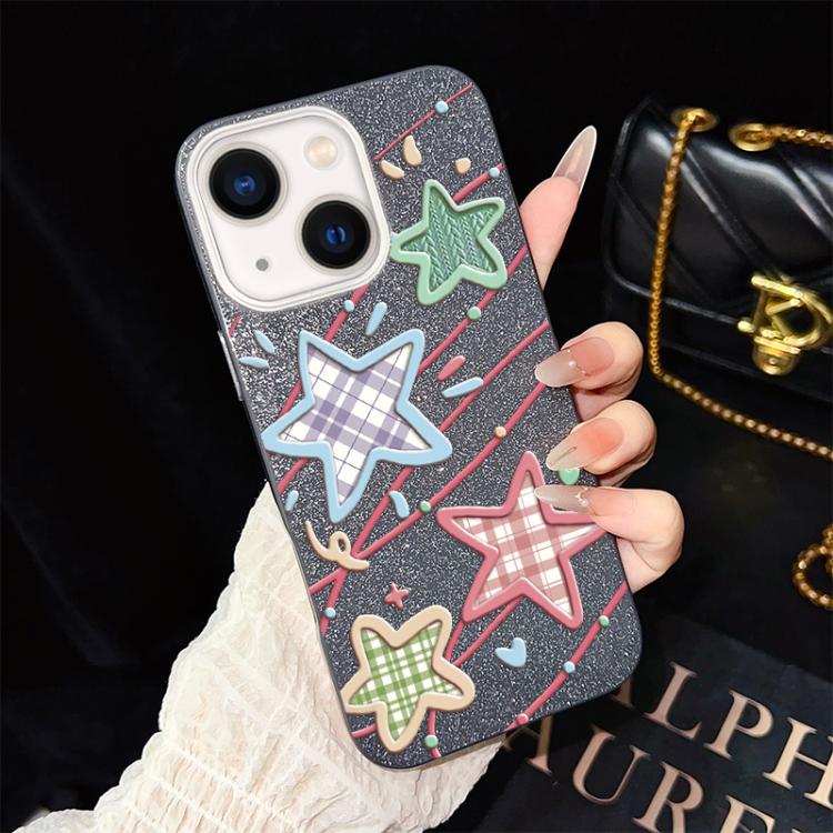 For iPhone 14 Stars Pattern IMD Glitter PC Hybrid TPU Phone Case