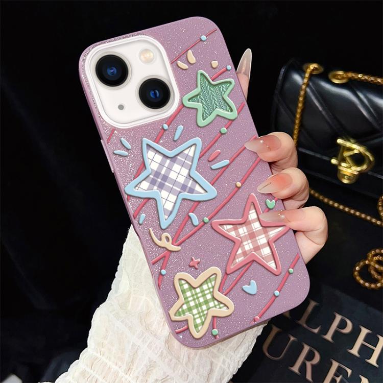 For iPhone 14 Plus Stars Pattern IMD Glitter PC Hybrid TPU Phone Case