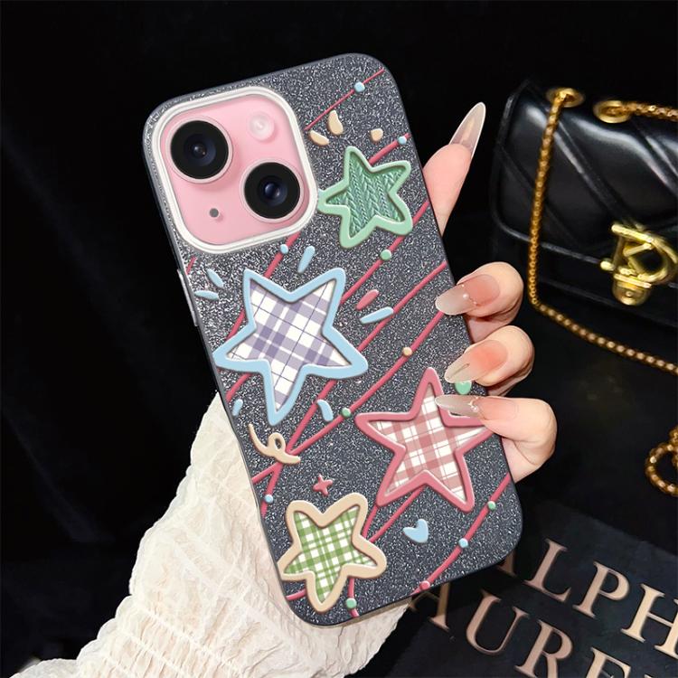 For iPhone 15 Stars Pattern IMD Glitter PC Hybrid TPU Phone Case