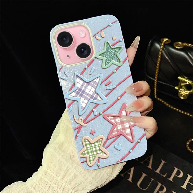 For iPhone 15 Stars Pattern IMD Glitter PC Hybrid TPU Phone Case