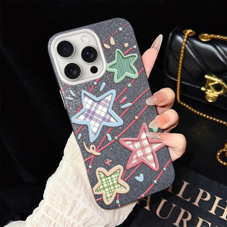 For iPhone 15 Pro Max Stars Pattern IMD Glitter PC Hybrid TPU Phone Case
