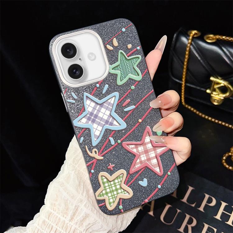 For iPhone 16 Plus Stars Pattern IMD Glitter PC Hybrid TPU Phone Case