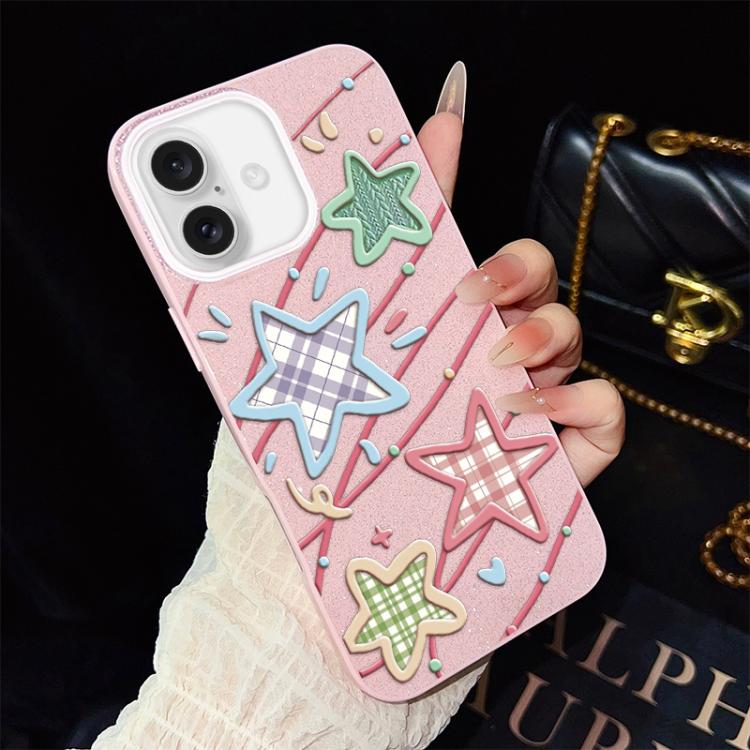 For iPhone 16 Plus Stars Pattern IMD Glitter PC Hybrid TPU Phone Case