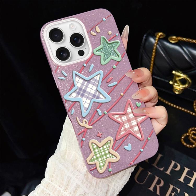 For iPhone 16 Pro Stars Pattern IMD Glitter PC Hybrid TPU Phone Case