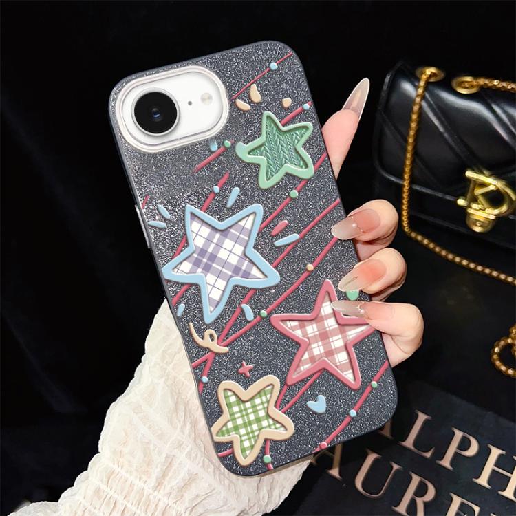 For iPhone 17e / 16e Stars Pattern IMD Glitter PC Hybrid TPU Phone Case