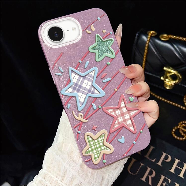 For iPhone 17e / 16e Stars Pattern IMD Glitter PC Hybrid TPU Phone Case
