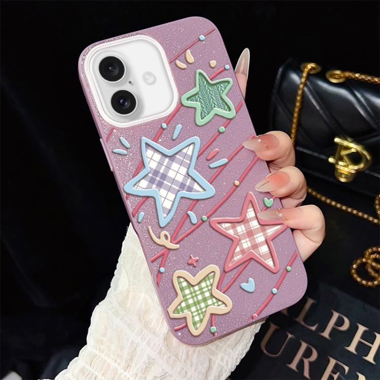 For iPhone 17 Stars Pattern IMD Glitter PC Hybrid TPU Phone Case