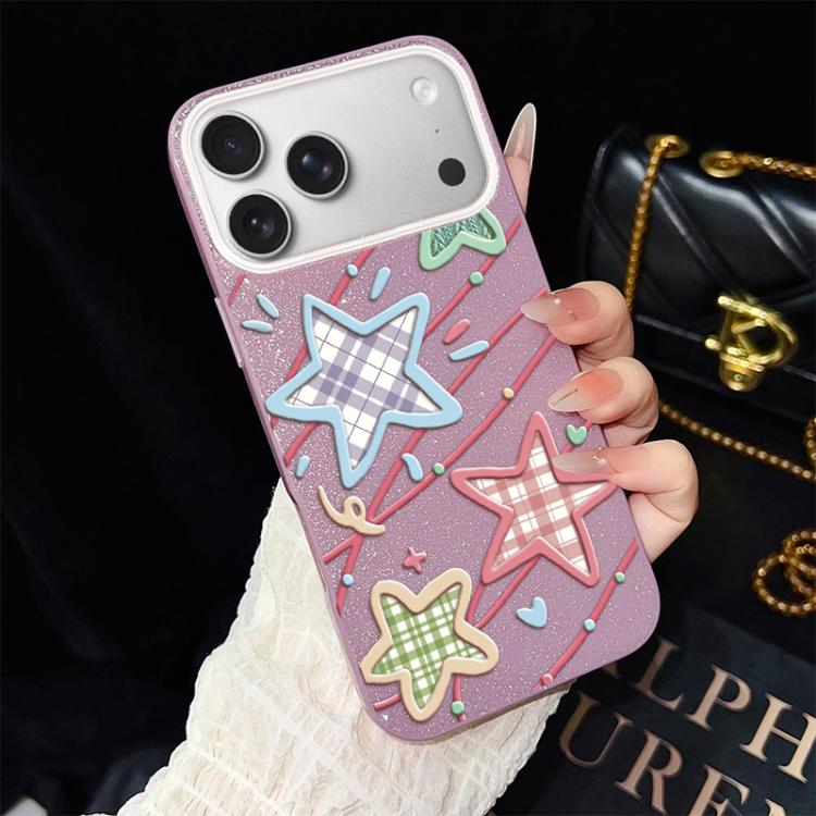 For iPhone 17 Pro Max Stars Pattern IMD Glitter PC Hybrid TPU Phone Case