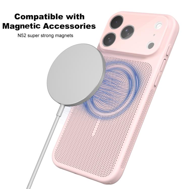 For iPhone 16 Pro Max Heat Dissipation Breathable Mesh Magnetic PC Phone Case