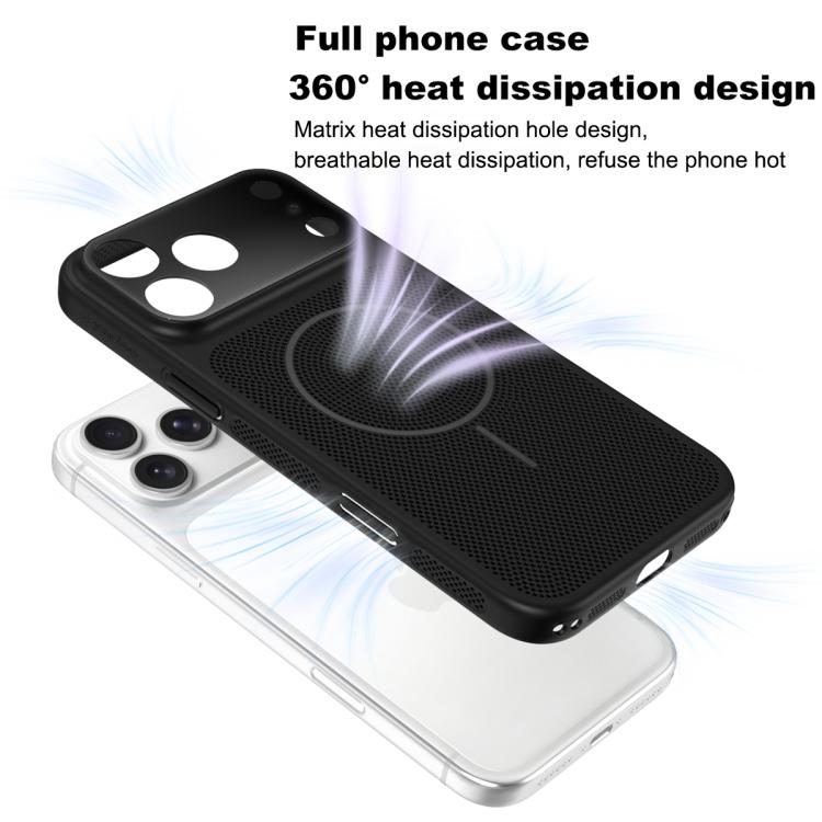 For iPhone 15 Pro Max Heat Dissipation Breathable Mesh Magnetic PC Phone Case