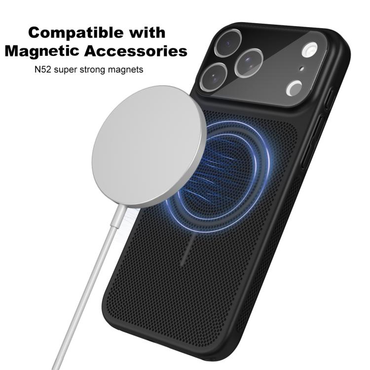 For iPhone 14 Pro Max Heat Dissipation Breathable Mesh Magnetic PC Phone Case