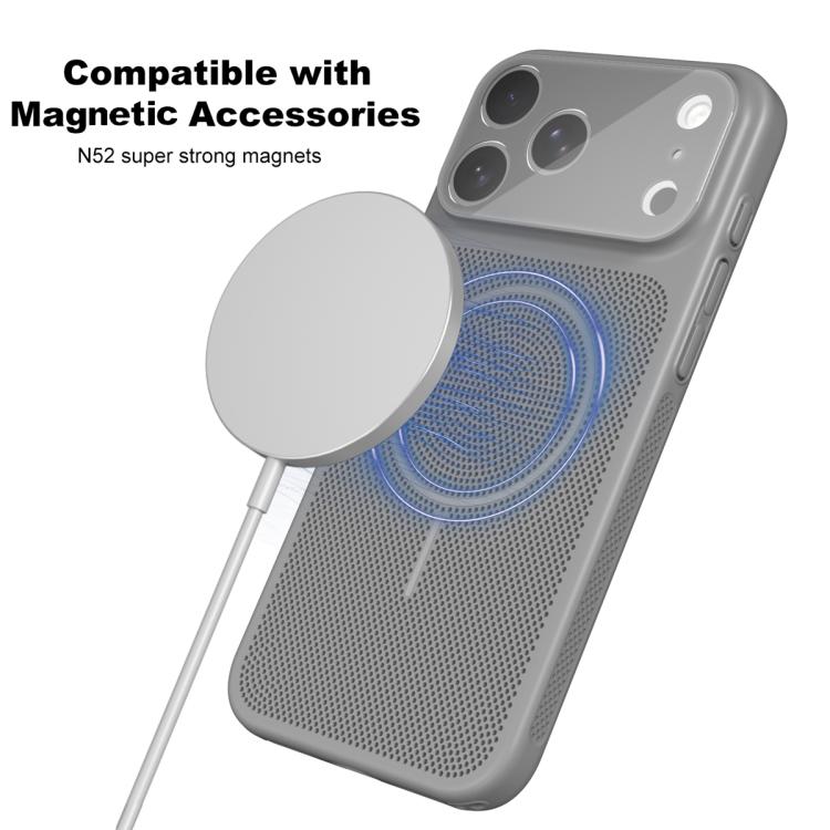 For iPhone 13 Pro Max Heat Dissipation Breathable Mesh Magnetic PC Phone Case