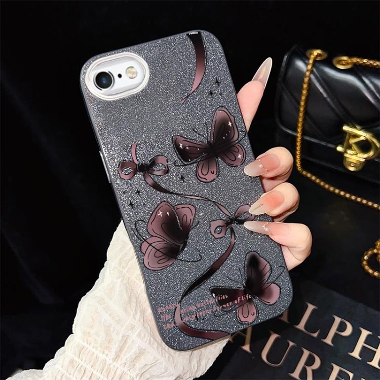 For iPhone 6 Plus / 6s Plus Swirling Butterflies Pattern IMD Glitter PC Hybrid TPU Phone Case