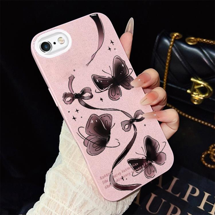 For iPhone 6 Plus / 6s Plus Swirling Butterflies Pattern IMD Glitter PC Hybrid TPU Phone Case