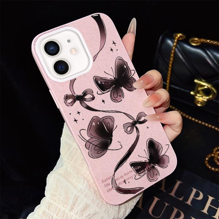 For iPhone 11 Swirling Butterflies Pattern IMD Glitter PC Hybrid TPU Phone Case