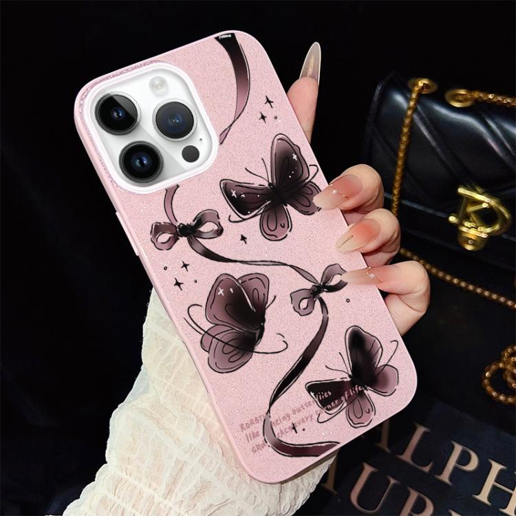 For iPhone 14 Pro Max Swirling Butterflies Pattern IMD Glitter PC Hybrid TPU Phone Case