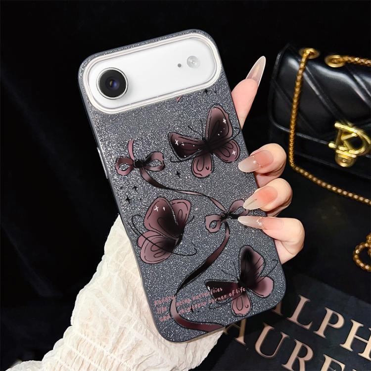 For iPhone Air Swirling Butterflies Pattern IMD Glitter PC Hybrid TPU Phone Case