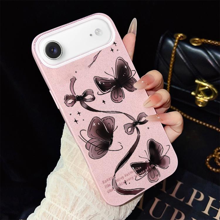 For iPhone Air Swirling Butterflies Pattern IMD Glitter PC Hybrid TPU Phone Case