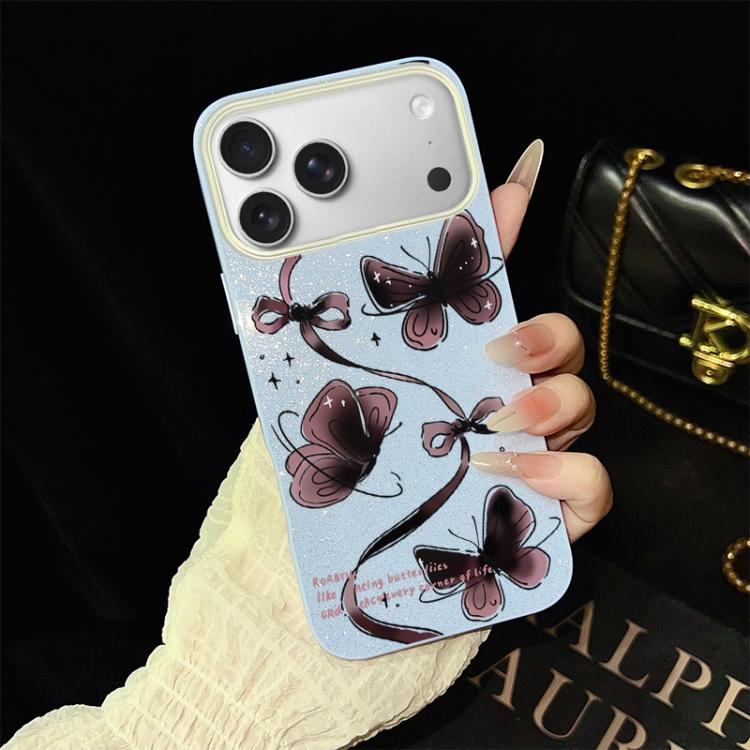 For iPhone 17 Pro Max Swirling Butterflies Pattern IMD Glitter PC Hybrid TPU Phone Case