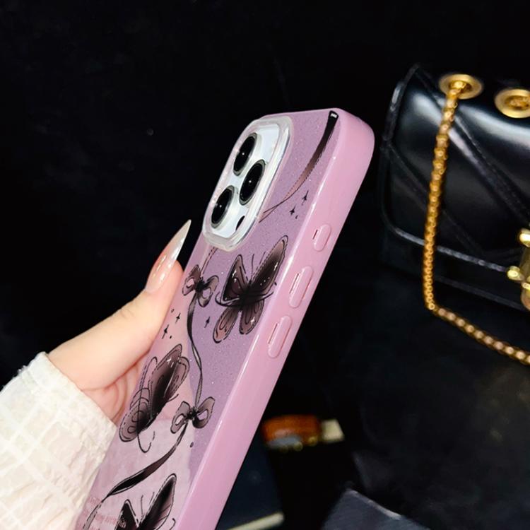 For iPhone 12 Pro Max Swirling Butterflies Pattern IMD Glitter PC Hybrid TPU Phone Case