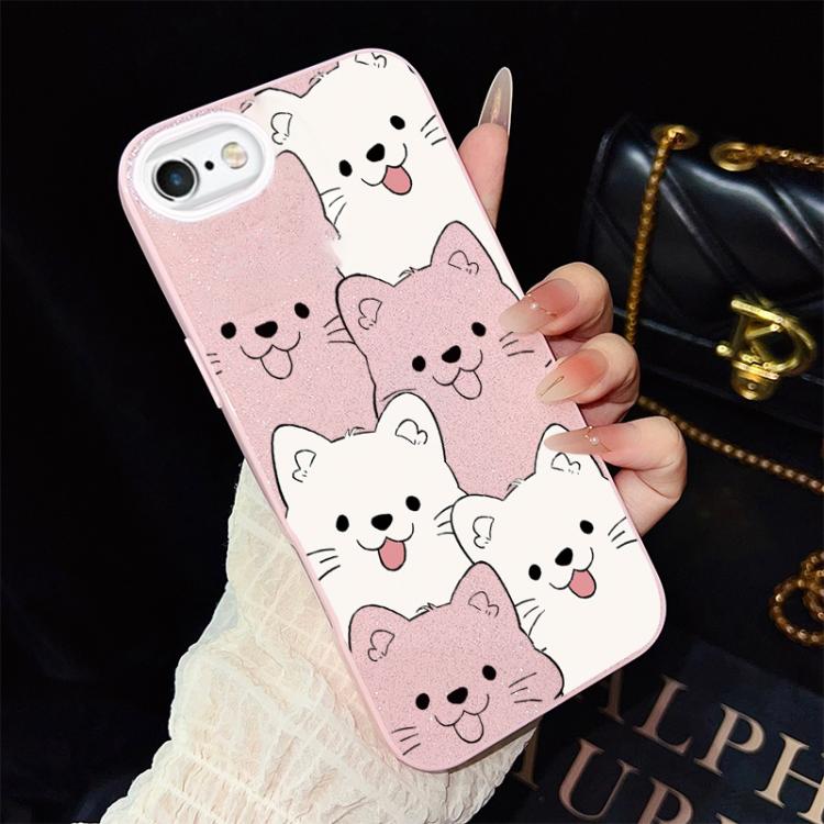 For iPhone 6 / 6s Playful Tongue-Out Puppy Pattern IMD Glitter PC Hybrid TPU Phone Case