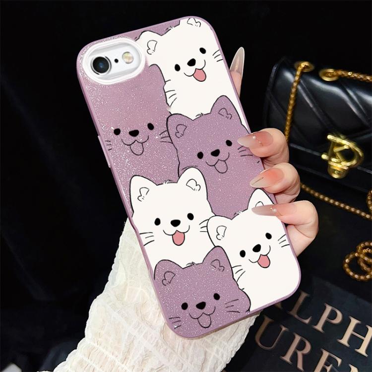 For iPhone 6 / 6s Playful Tongue-Out Puppy Pattern IMD Glitter PC Hybrid TPU Phone Case