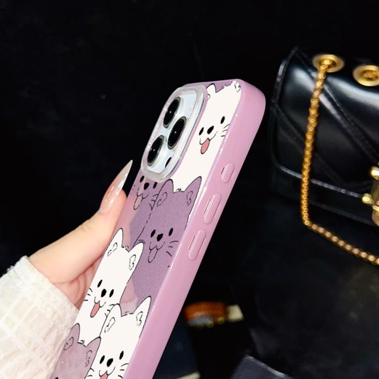 For iPhone 15 Pro Playful Tongue-Out Puppy Pattern IMD Glitter PC Hybrid TPU Phone Case
