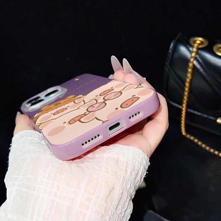 For iPhone 14 Pro Pink Pig Pattern IMD Glitter PC Hybrid TPU Phone Case