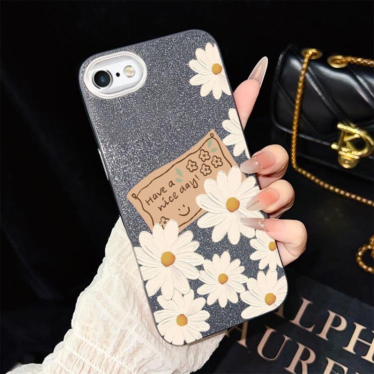 For iPhone 6 Plus / 6s Plus Chrysanthemum Pattern IMD Glitter PC Hybrid TPU Phone Case