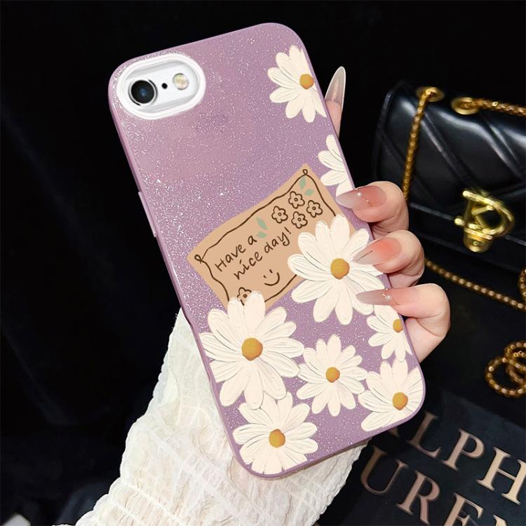 For iPhone 6 Plus / 6s Plus Chrysanthemum Pattern IMD Glitter PC Hybrid TPU Phone Case
