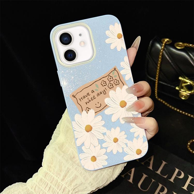For iPhone 11 Chrysanthemum Pattern IMD Glitter PC Hybrid TPU Phone Case