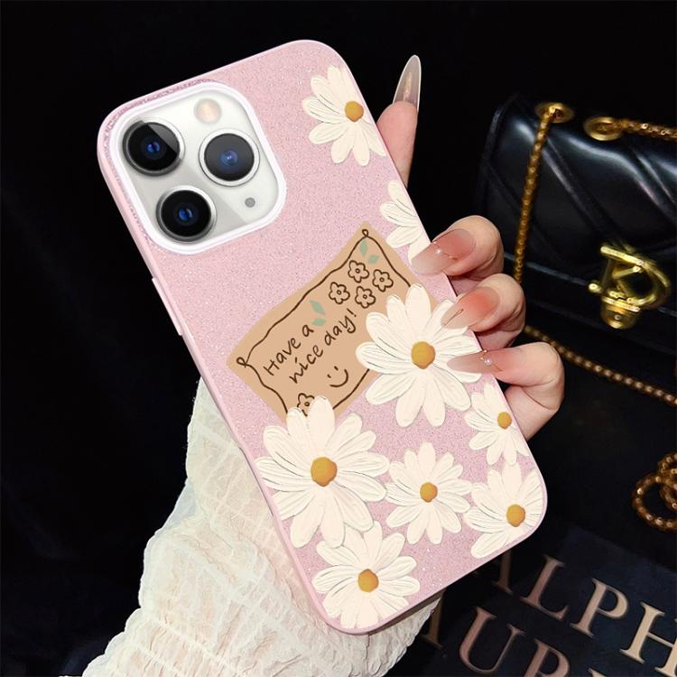 For iPhone 11 Pro Chrysanthemum Pattern IMD Glitter PC Hybrid TPU Phone Case