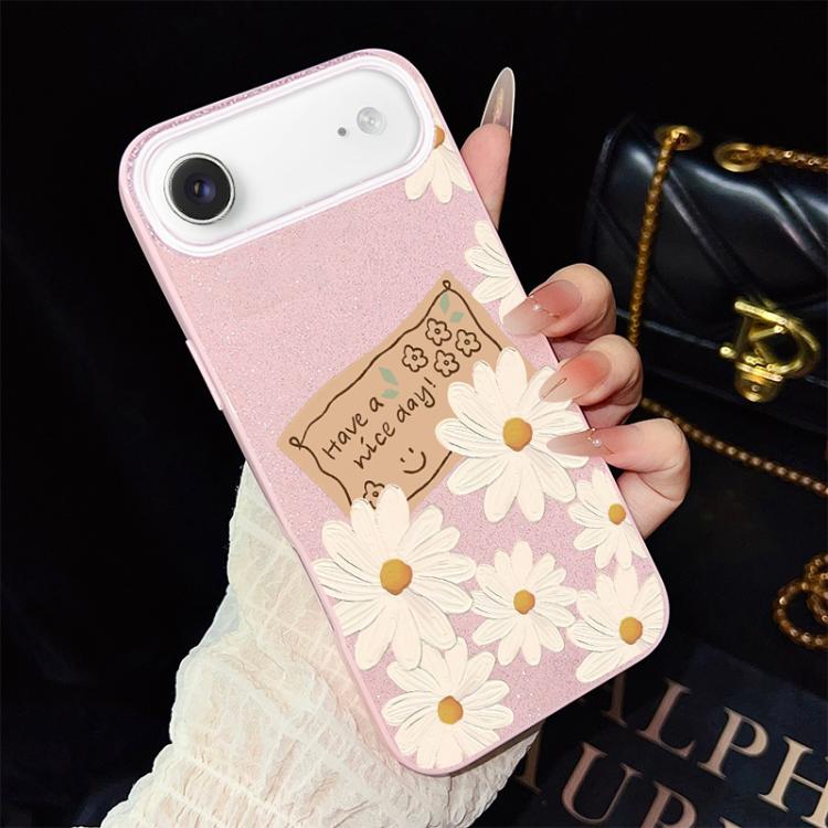 For iPhone Air Chrysanthemum Pattern IMD Glitter PC Hybrid TPU Phone Case