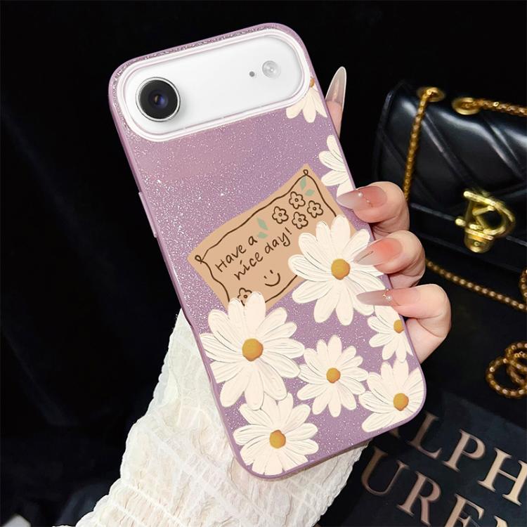 For iPhone Air Chrysanthemum Pattern IMD Glitter PC Hybrid TPU Phone Case