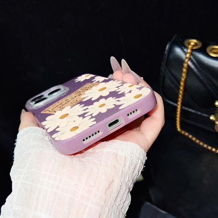 For iPhone 13 Pro Max Chrysanthemum Pattern IMD Glitter PC Hybrid TPU Phone Case