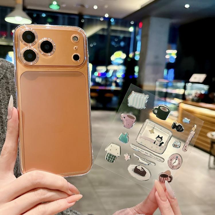 For iPhone 17 Pro Max Precise Hole Shockproof Clear PC Phone Case with Resin Sticker