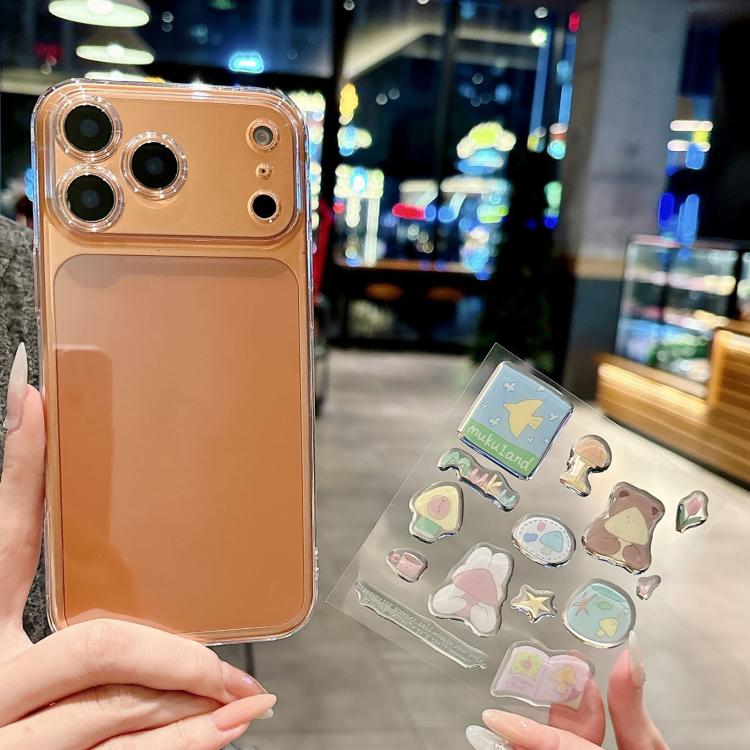 For iPhone 17 Pro Max Precise Hole Shockproof Clear PC Phone Case with Resin Sticker