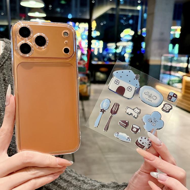 For iPhone 17 Pro Max Precise Hole Shockproof Clear PC Phone Case with Resin Sticker