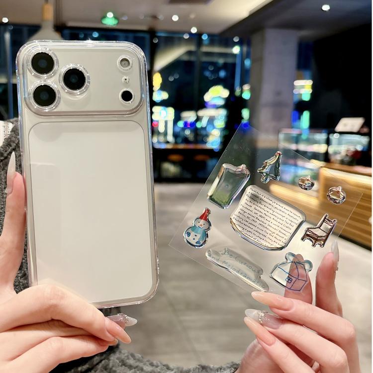 For iPhone 17 Pro Max Precise Hole Shockproof Clear PC Phone Case with Resin Sticker