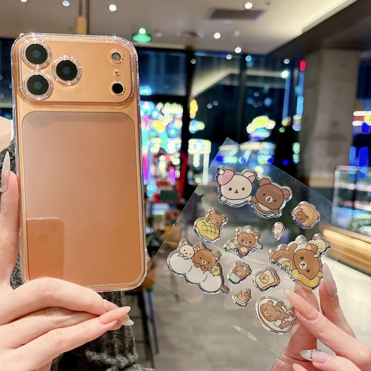 For iPhone 17 Pro Precise Hole Shockproof Clear PC Phone Case with Resin Sticker