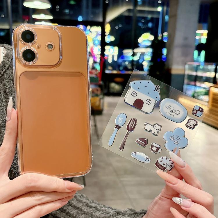 For iPhone 17 Precise Hole Shockproof Clear PC Phone Case with Resin Sticker