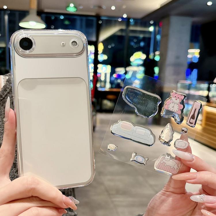 For iPhone Air Precise Hole Shockproof Clear PC Phone Case with Resin Sticker